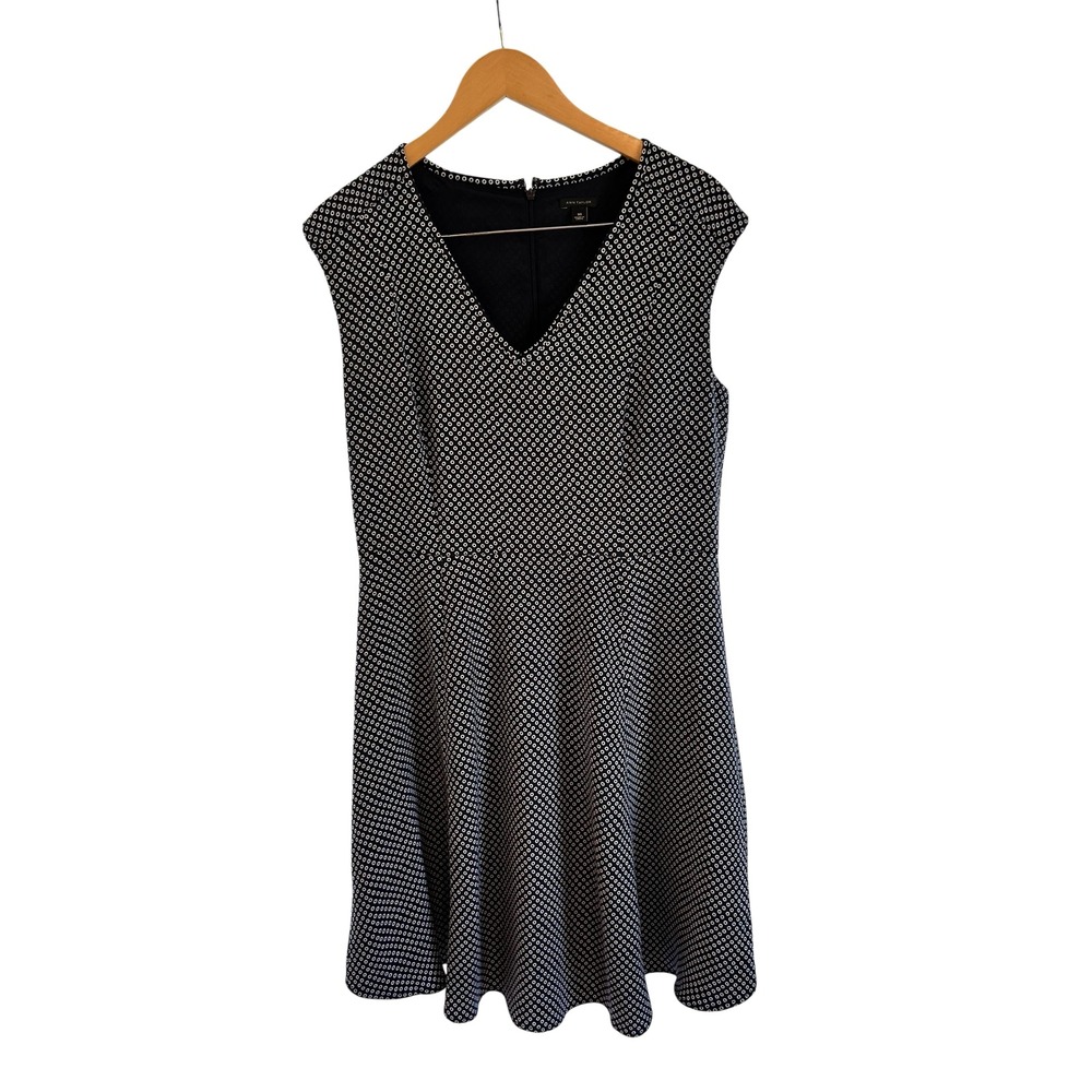 Ann Taylor Dress Retro Career Cap‎ Sleeve V Neck Dress Classic Rockabilly Sz 10